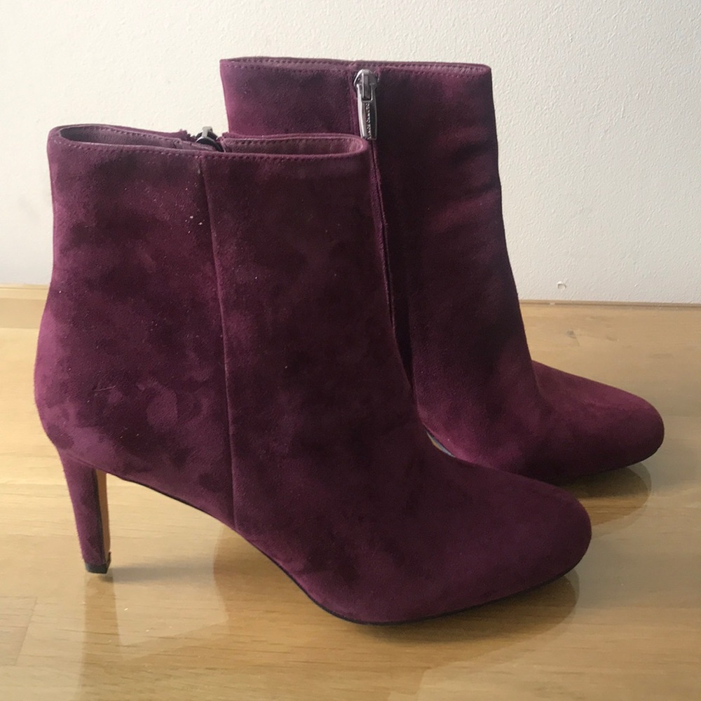 Vince Camuto Suede Deep Sugar Plum Bootie Heels, 9